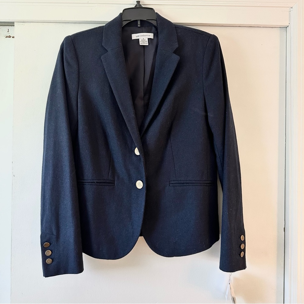 NWT Liz Claiborne Navy Wool Blazer